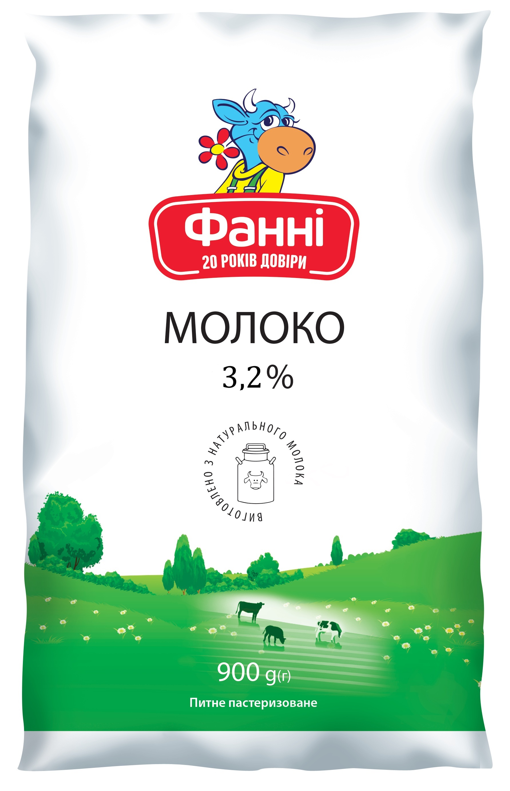 Молоко пастеризоване 3,2% жирності, ТМ "Фанні"